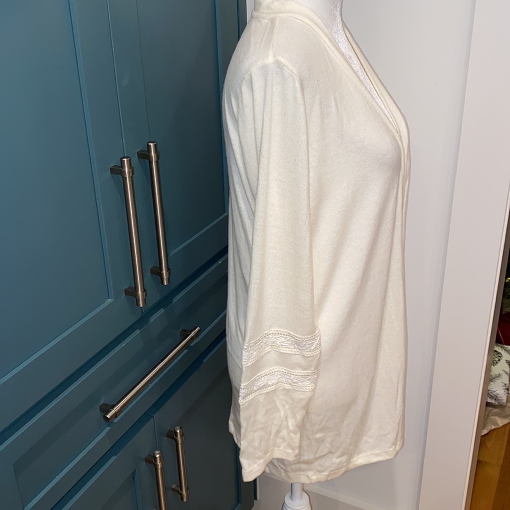 NWT BOBEAU Lace Marled Open Cardigan In Whisper White - Picture 5 of 8